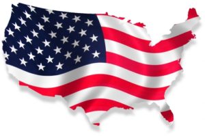 an illustration of the us with a flag overlay